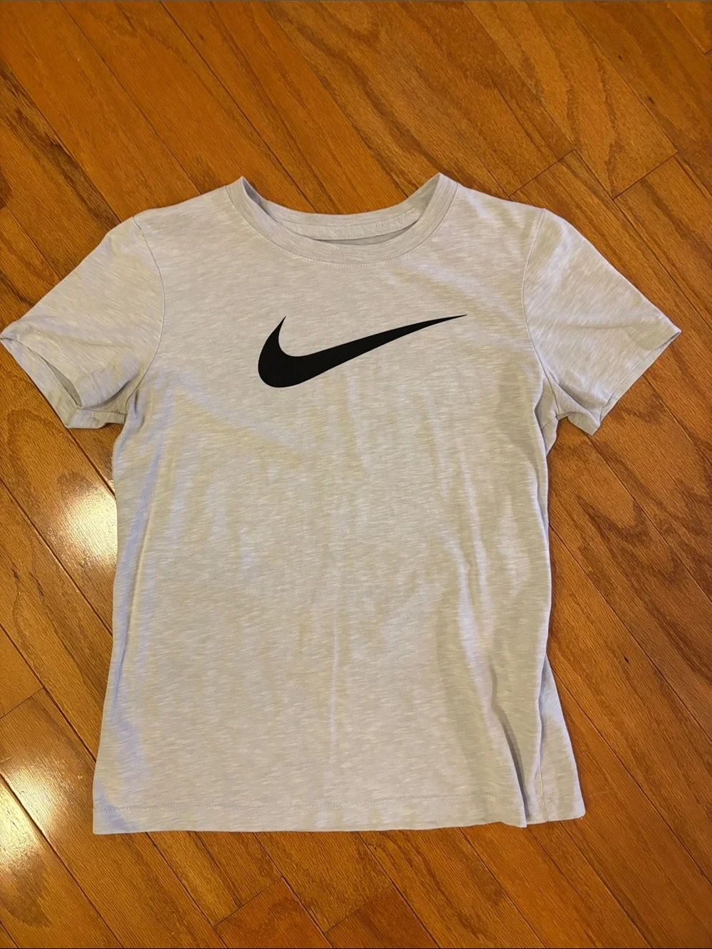 Nike. Light Gray Short Sleeve Tee with Black Swoosh XS